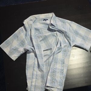 George Light Blue Plaid Casual Button Down Shirt